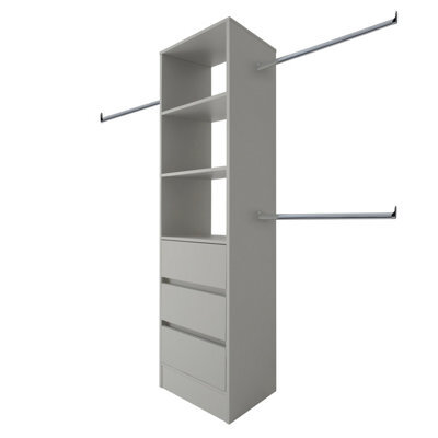Spacepro Modular Pebble Grey 3 Drawer Tower Unit (H)2100mm (W)600mm (D)500mm - image 1