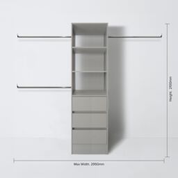 Spacepro Modular Pebble Grey 3 Drawer Tower Unit (H)2100mm (W)600mm (D)500mm - thumbnail 8