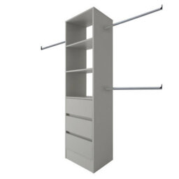 Spacepro Modular Pebble Grey 3 Drawer Tower Unit (H)2100mm (W)600mm (D)500mm - thumbnail 1
