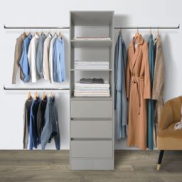 Spacepro Modular Pebble Grey 3 Drawer Tower Unit (H)2100mm (W)600mm (D)500mm - thumbnail 2