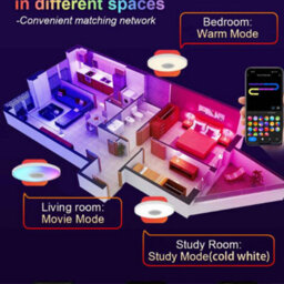 Led Smart Ceiling Lamp Rgb With App And Remote Control Dimming And Music Speaker - thumbnail 3