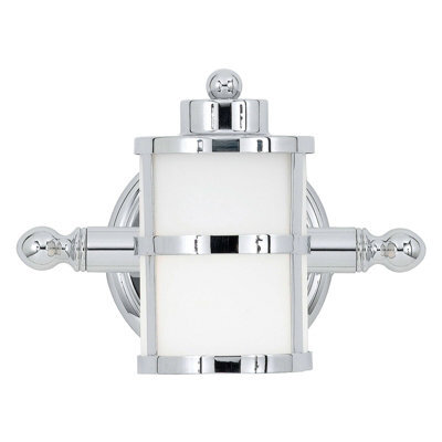 Stylish Ip44 Dimmable Wall Light With Opal Etched Glass And Polished Chrome Finish