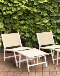 Beliani Set Of 2 Garden Chairs Marceddi With Footstool Metal White/ Beige - thumbnail 2