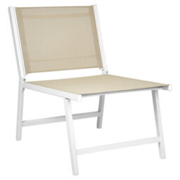 Beliani Set Of 2 Garden Chairs Marceddi With Footstool Metal White/ Beige - thumbnail 7
