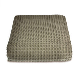 Allure Bath Fashions Luxury Super King Size Waffle Throw Blanket Bedspread 250 X 260Cm - Khaki - thumbnail 1