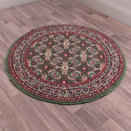 Traditional Green Bordered Floral Rug For Dining Room-120Cm (Circle) - thumbnail 9