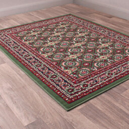 Traditional Green Bordered Floral Rug For Dining Room-120Cm (Circle) - thumbnail 2
