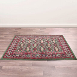 Traditional Green Bordered Floral Rug For Dining Room-120Cm (Circle) - thumbnail 1