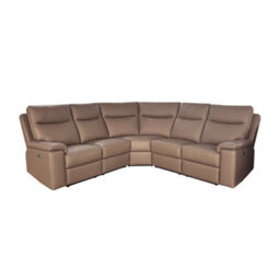 Aspire Marlowe Real Leather Power Recliner 2C2 Corner Sofa With Usb Charging, Taupe - thumbnail 2