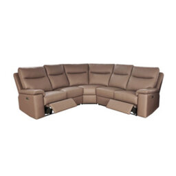 Aspire Marlowe Real Leather Power Recliner 2C2 Corner Sofa With Usb Charging, Taupe - thumbnail 3