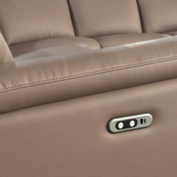 Aspire Marlowe Real Leather Power Recliner 2C2 Corner Sofa With Usb Charging, Taupe - thumbnail 4
