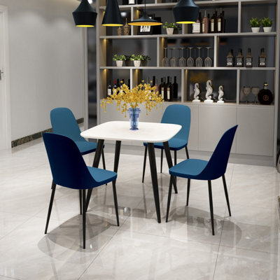 Core Products Aspen White 80Cm Square Dining Table With 4 Blue Plastic Duo Design Chairs - image 1