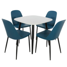 Core Products Aspen White 80Cm Square Dining Table With 4 Blue Plastic Duo Design Chairs - thumbnail 2