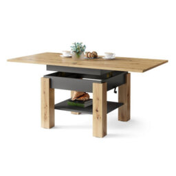 Heze Furniture Clara 2 In 1 Extending Coffee / Dining Table 75-150Cm - Artisan Oak / Anthracite - thumbnail 9