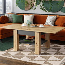Heze Furniture Clara 2 In 1 Extending Coffee / Dining Table 75-150Cm - Artisan Oak / Anthracite