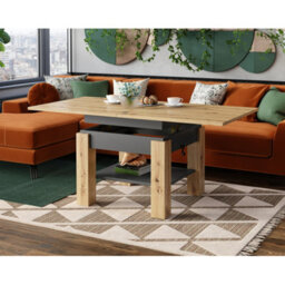 Heze Furniture Clara 2 In 1 Extending Coffee / Dining Table 75-150Cm - Artisan Oak / Anthracite - thumbnail 2
