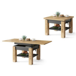 Heze Furniture Clara 2 In 1 Extending Coffee / Dining Table 75-150Cm - Artisan Oak / Anthracite - thumbnail 5