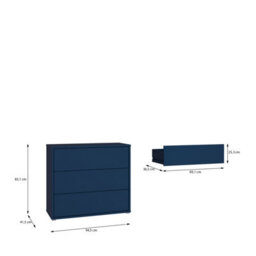 Furniture To Go Alice Springs 3 Drawer Chest With Push-To-Open Drawers In Night Blue - thumbnail 7