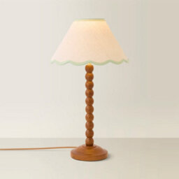 Valuelights Bobbin Green Trim Linen Shade Walnut Bobble Table Lamp - thumbnail 3