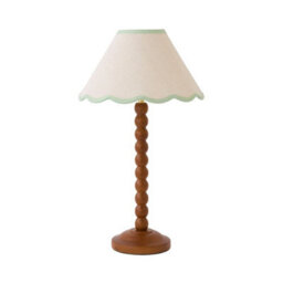 Valuelights Bobbin Green Trim Linen Shade Walnut Bobble Table Lamp - thumbnail 6