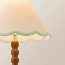 Valuelights Bobbin Green Trim Linen Shade Walnut Bobble Table Lamp - thumbnail 4
