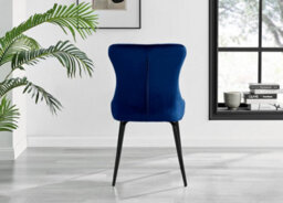 Furniturebox Set Of 2 Dining Chairs - Nora Premium Dining Chairs - Blue Velvet Black Leg Dining Chairs - Kitchen Dining Room Chairs - thumbnail 5