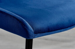 Furniturebox Set Of 2 Dining Chairs - Nora Premium Dining Chairs - Blue Velvet Black Leg Dining Chairs - Kitchen Dining Room Chairs - thumbnail 7