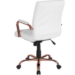 Fwstyle White & Rose Gold Faux Leather Low Back Designer Office Chair - thumbnail 2