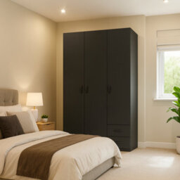 Arte Modern Graphite Stella Trading Base Hinged Door Wardrobe 1210mm X 1760mm X 510mm - Sleek Storage Solution - thumbnail 3