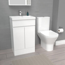 Nes Home 500mm Gloss White Basin Vanity & Close Coupled Toilet - thumbnail 5