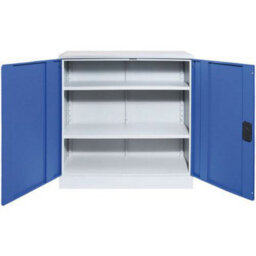 Manutan Expert Half Height Flat Pack Storage Cupboard - 2 Shelves - Grey/blue - thumbnail 3