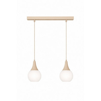 Luminosa Lighting Luminosa Lacrima Bar Pendant Ceiling Light Beige White Glass Shade 2X E27 - image 1