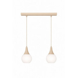 Luminosa Lighting Luminosa Lacrima Bar Pendant Ceiling Light Beige White Glass Shade 2X E27 - thumbnail 1