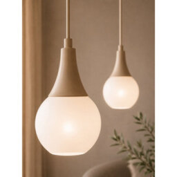Luminosa Lighting Luminosa Lacrima Bar Pendant Ceiling Light Beige White Glass Shade 2X E27 - thumbnail 3