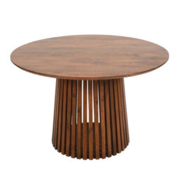 Wyld Haus Birmingham Round Mango Wood 4-Seater Dining Table With Fluted Pedestal - thumbnail 3