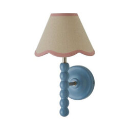 Valuelights Bobbin Blue Wall Light With Pink Trim Scallop Shade - thumbnail 8