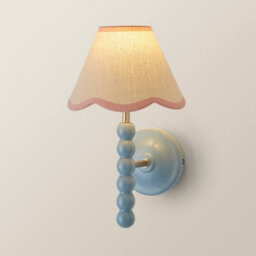 Valuelights Bobbin Blue Wall Light With Pink Trim Scallop Shade - thumbnail 3