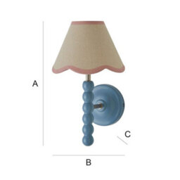 Valuelights Bobbin Blue Wall Light With Pink Trim Scallop Shade - thumbnail 7
