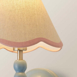 Valuelights Bobbin Blue Wall Light With Pink Trim Scallop Shade - thumbnail 4