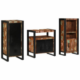 Berkfield Bathroom Furniture Set 3 Pcs Multicolour Solid Reclaimed Wood - thumbnail 2