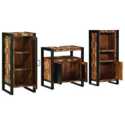 Berkfield Bathroom Furniture Set 3 Pcs Multicolour Solid Reclaimed Wood - thumbnail 3