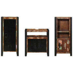 Berkfield Bathroom Furniture Set 3 Pcs Multicolour Solid Reclaimed Wood - thumbnail 7