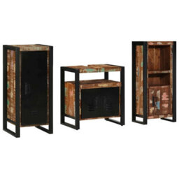 Berkfield Bathroom Furniture Set 3 Pcs Multicolour Solid Reclaimed Wood - thumbnail 1