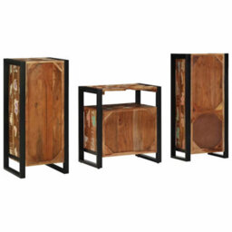 Berkfield Bathroom Furniture Set 3 Pcs Multicolour Solid Reclaimed Wood - thumbnail 8