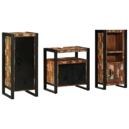 Berkfield Bathroom Furniture Set 3 Pcs Multicolour Solid Reclaimed Wood - thumbnail 9