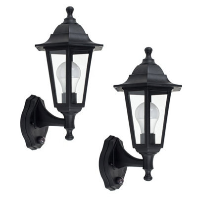 Valuelights Mayfair Pair Of Traditional Style Black Outdoor Security Pir Motion Sensor Ip44 Rated Wall Light Lanterns - image 1