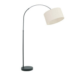 Valuelights Louis Black Arched Curved Floor Lamp With White Fabric Drum Lamp Shade - thumbnail 2