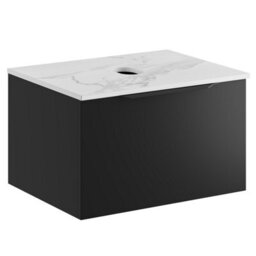 Affine 600mm Countertop Bathroom Vanity Unit Basin Wall Hung Furniture Soft Close Black - thumbnail 5