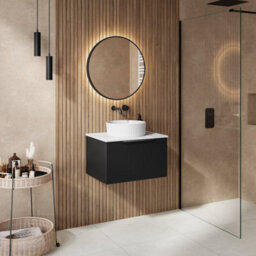 Affine 600mm Countertop Bathroom Vanity Unit Basin Wall Hung Furniture Soft Close Black - thumbnail 3