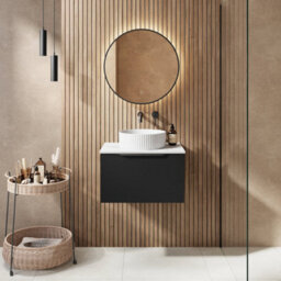 Affine 600mm Countertop Bathroom Vanity Unit Basin Wall Hung Furniture Soft Close Black - thumbnail 2